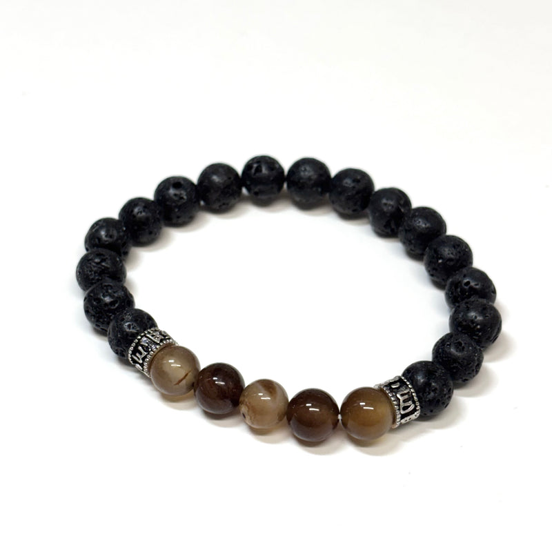 LAVA BEAD WITH AGATE BRACELET