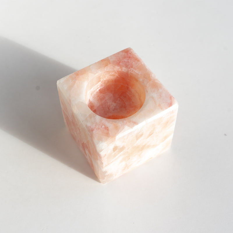 PINK CALCITE TEALIGHT CANDLE HOLDER